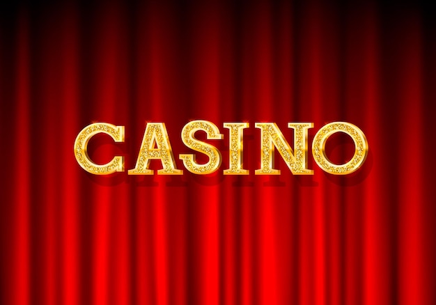 Casino banner text on the background of the brick wall. Vector illustration