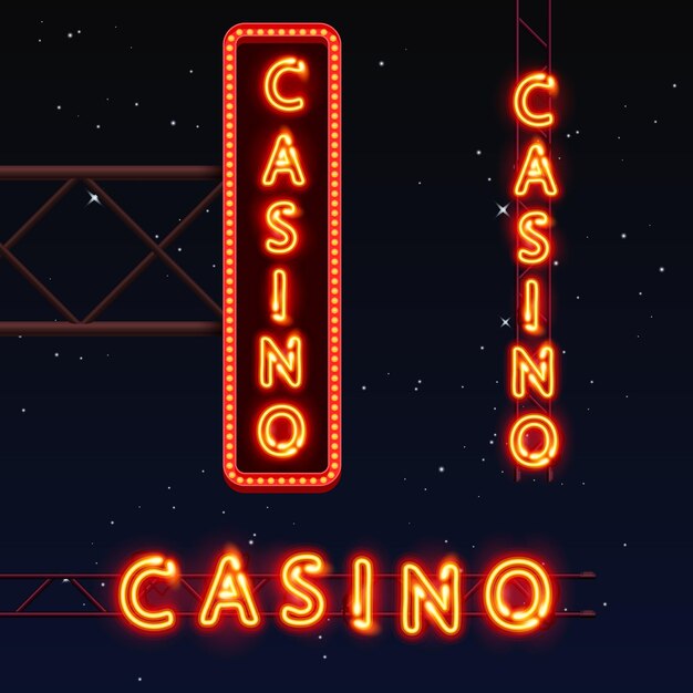 Vector casino banner text, city signboard, vector illustration