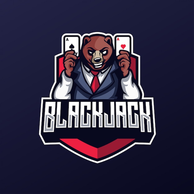 Casino bear blackjack with card esports logo