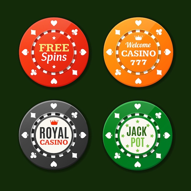 Casino Chips Sign Set Vector