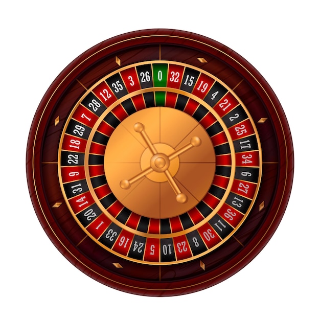 Casino gambling roulette risky game lucky betting Fortune entertainment vegas leisure Round wheel Red black and green spots Isolated on white background Vector illustration