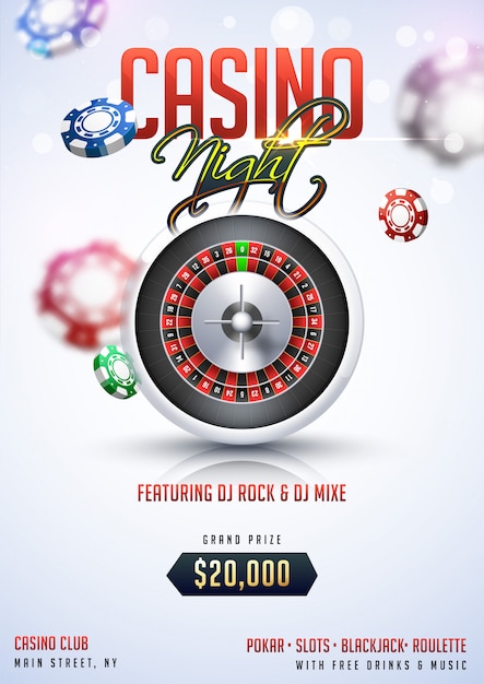 Casino night party template or flyer design with