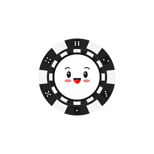 Casino poker chip smilling emoticon isolated on white background