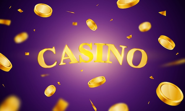 Casino poster design with luxurious vector gold coins