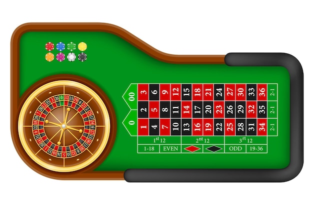 Casino roulette table isolated on white background