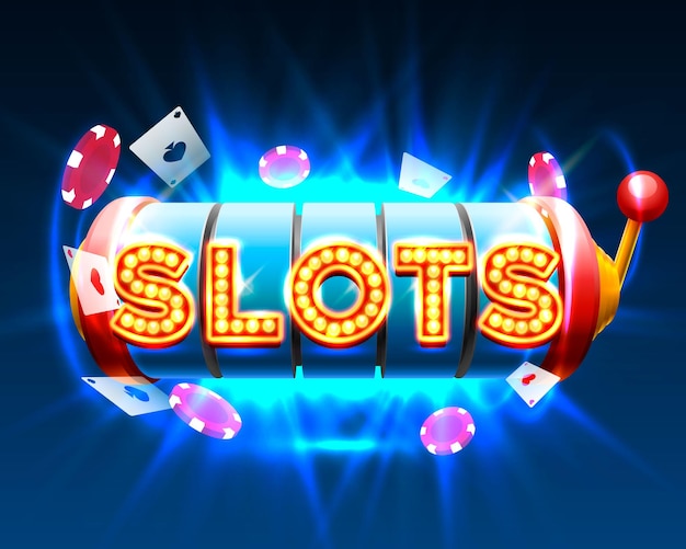 Casino slots jackpot 777 signboard . Vector illustration