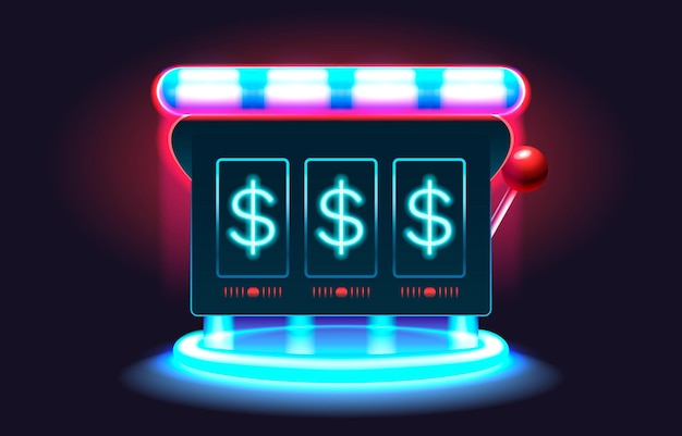 Casino slots machine winner fortune of luck 777 win banner Vector