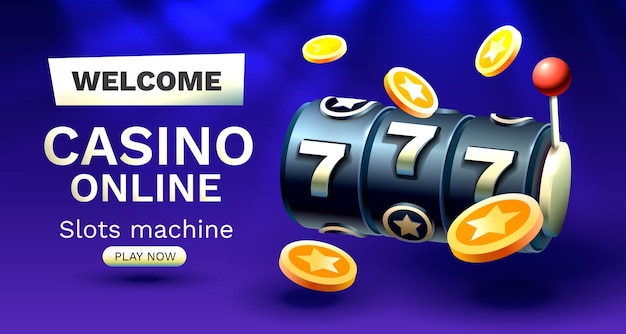 Casino slots machine winner fortune of luck 777 win banner Vector