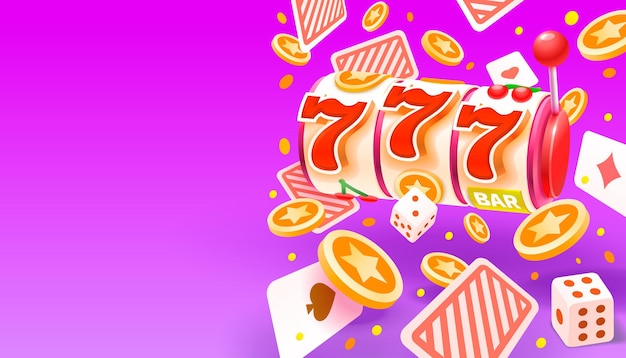 Casino slots winner fortune of luck 777 win banner Vector