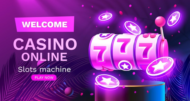 Casino slots winner fortune of luck 777 win banner Vector