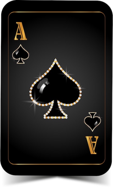 Casino vegas ace of spade with gold frame and diamonds around