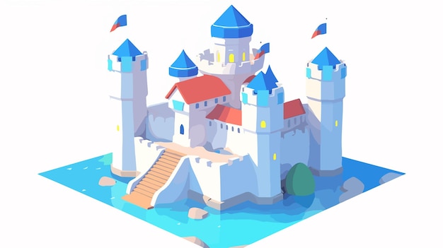 Vector castle 3d model matte plastic isolated