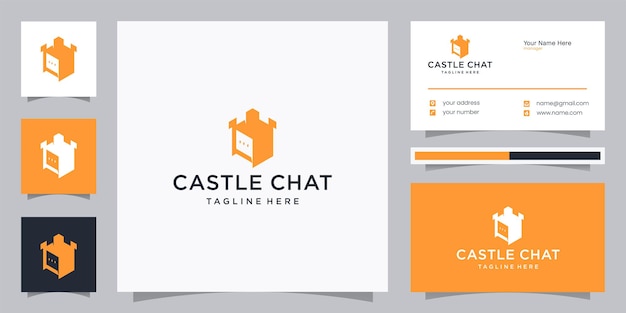 Castle chat negative space logo design