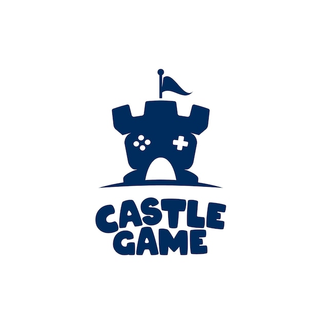 Castle game logo design template concept controller