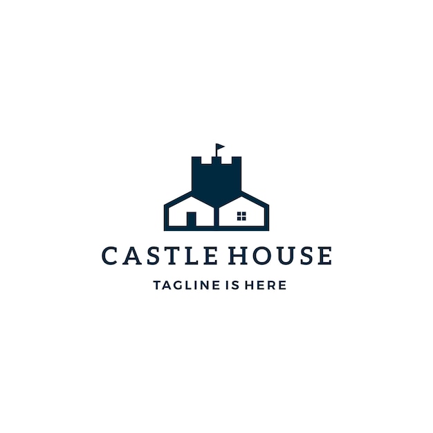 castle house real estate vector logo icon template