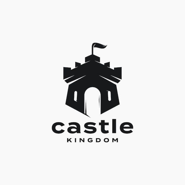 Castle Kingdom Negative Space Logo Design