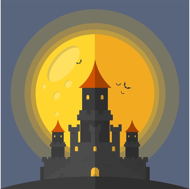 Castle Moon and Bats 