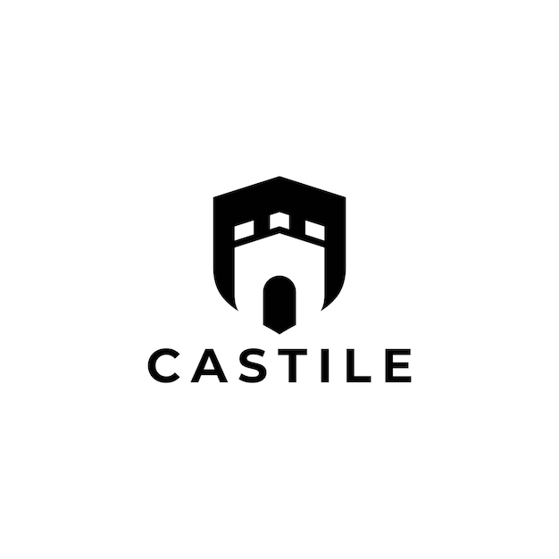 castle and shield logo. building vector icon