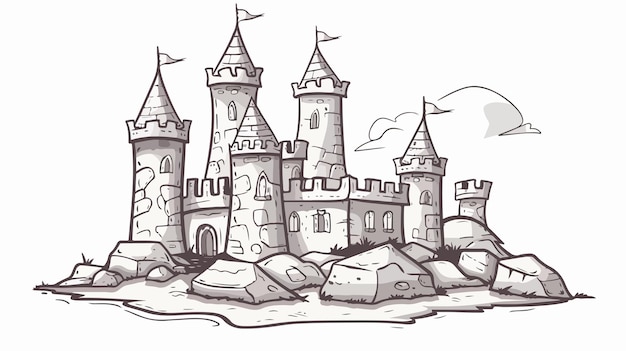 Vector castle tower element vector illustration handdrawn