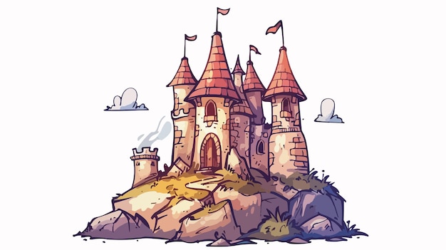 Castle Tower Element Vector Illustration Handdrawn