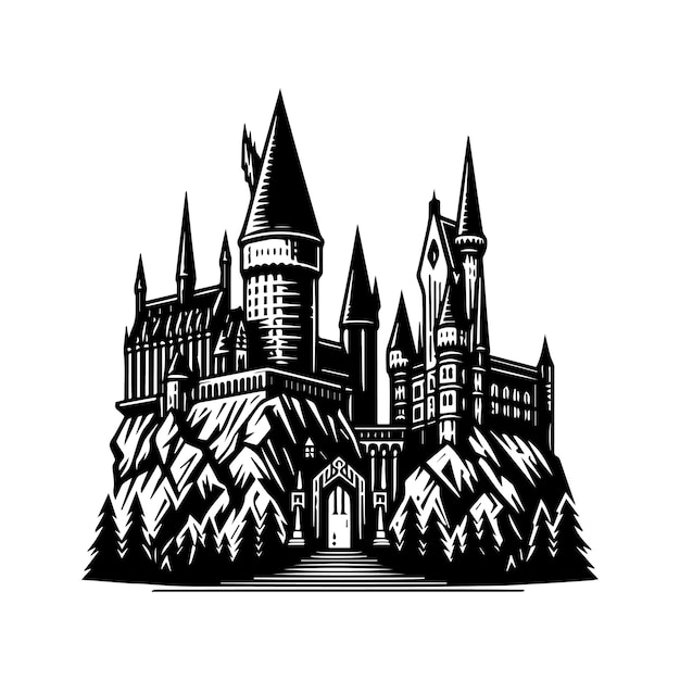 Vector a castle vector illustration silhouette