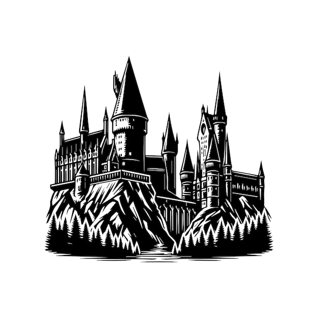 A castle Vector Illustration Silhouette