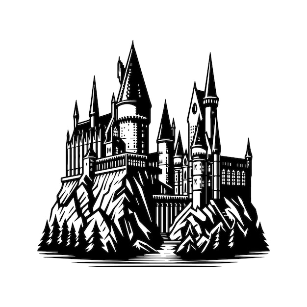 A castle Vector Illustration Silhouette