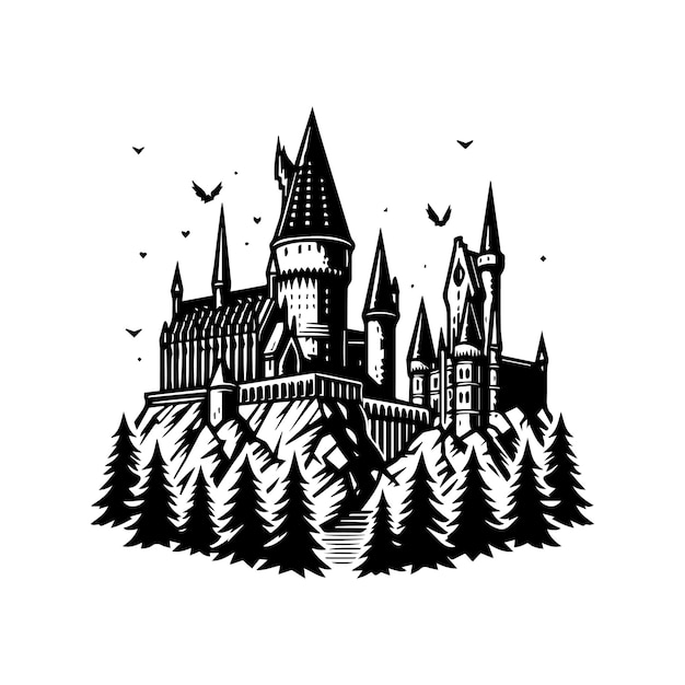 A castle Vector Illustration Silhouette