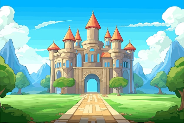 a castle with a path leading to it game background