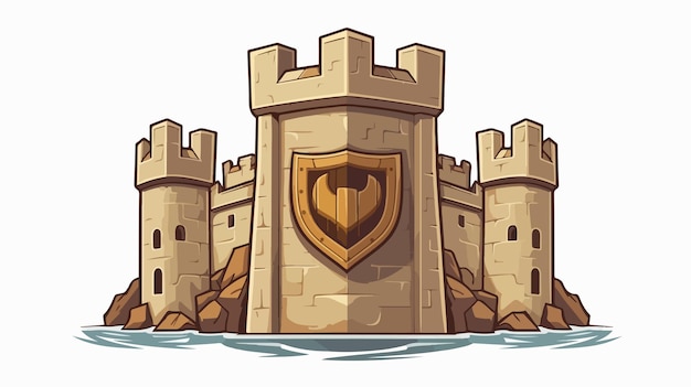 Vector a castle with a shield on the front