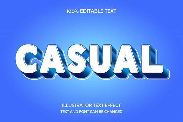 Casual,3d editable text effect modern emboss blue metal style