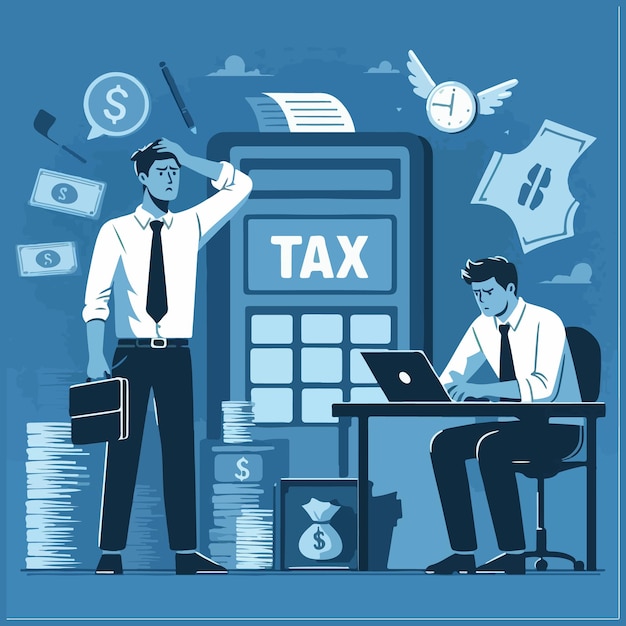 casual style Businessmen standing stressed concern about tax