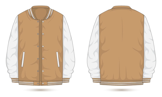 Vector casual varsity jacket mockup front and back view