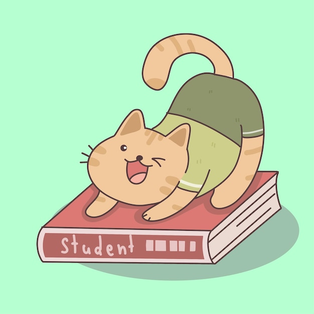 Cat animal student character back to school