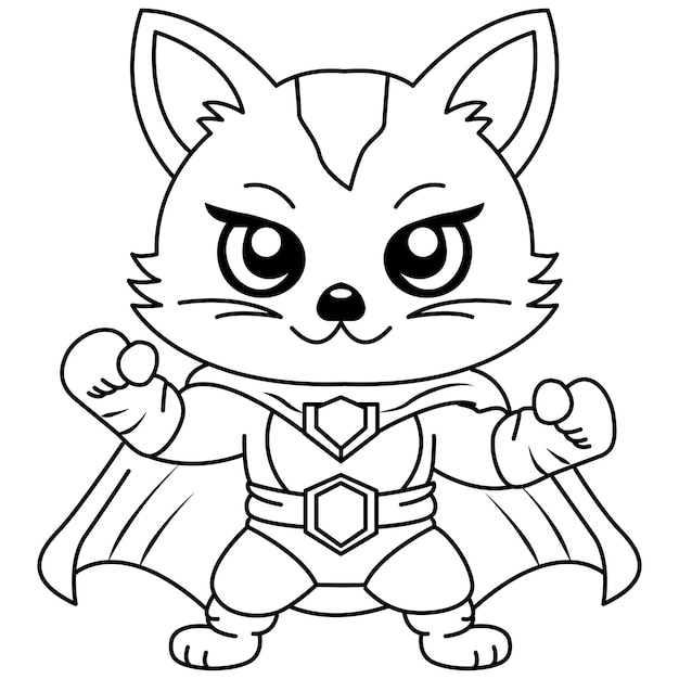 Vector cat animal superhero outline