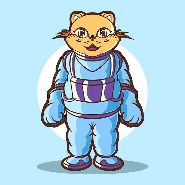 Cat astronaut cartoon illustration