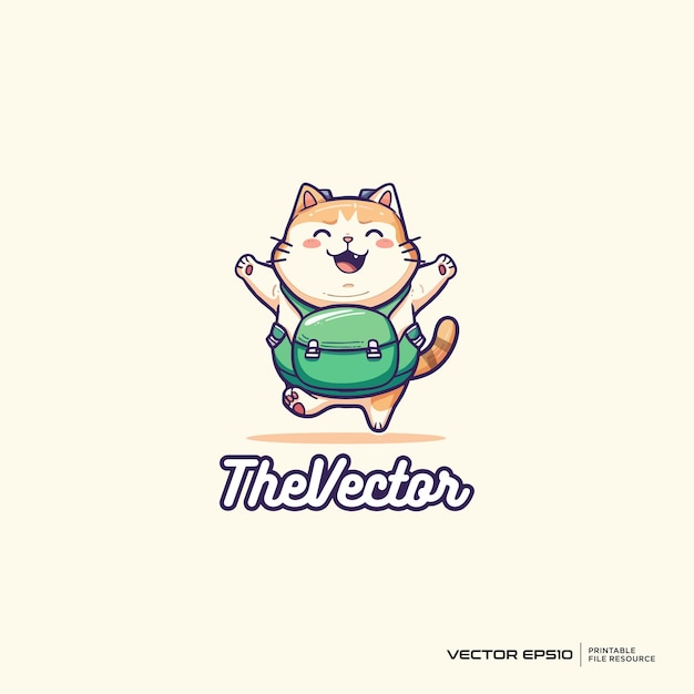 Vector cat back school logo vector mascot character cartoon illustration eps10