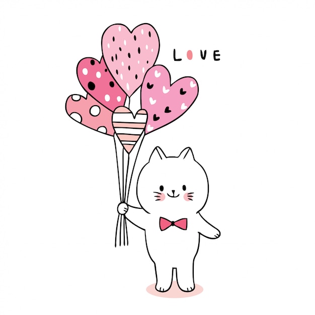  cat and balloon hearts 