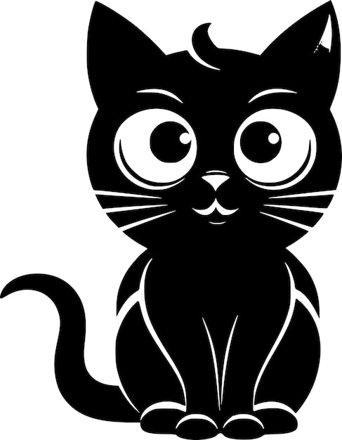 Cat Black and White Isolated Icon Vector illustration