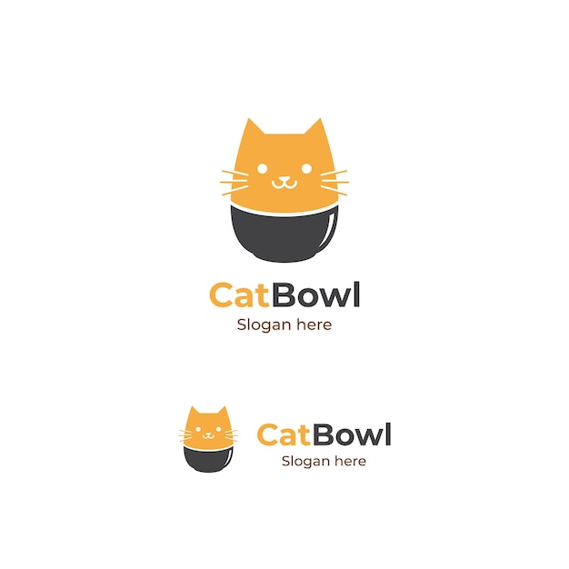 Cat bowl logo chinese and japanese restaurant