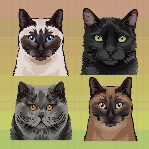 Cat Breeds Sublimation Vector Bundle Dog Head Art Set Dogs Face Icon