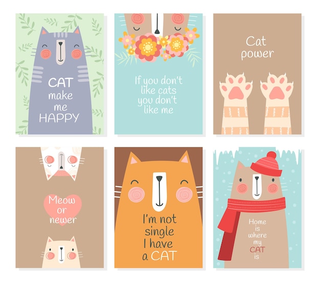 Vector cat calendar banner set