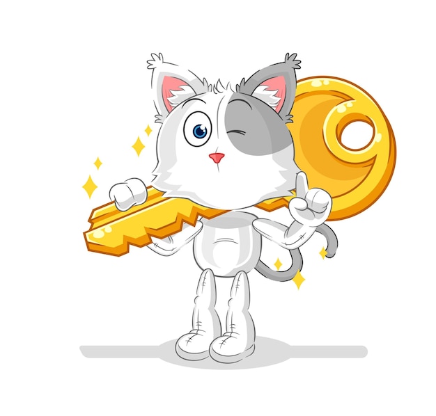 Cat carry the key mascot cartoon vector