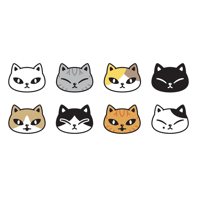 cat cartoon character calico kitten breed pet head face