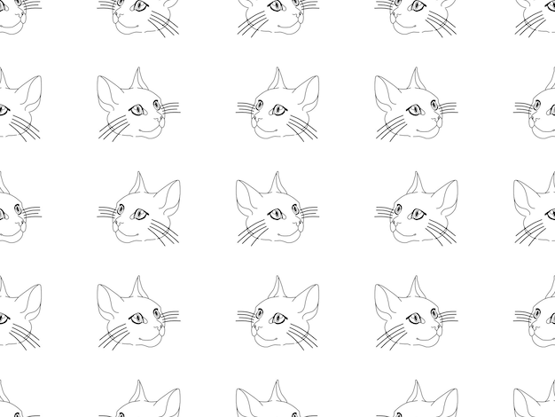 Cat cartoon character seamless pattern on white background