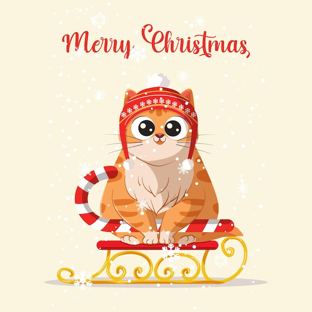 Cat Celebrating Christmas Illustration