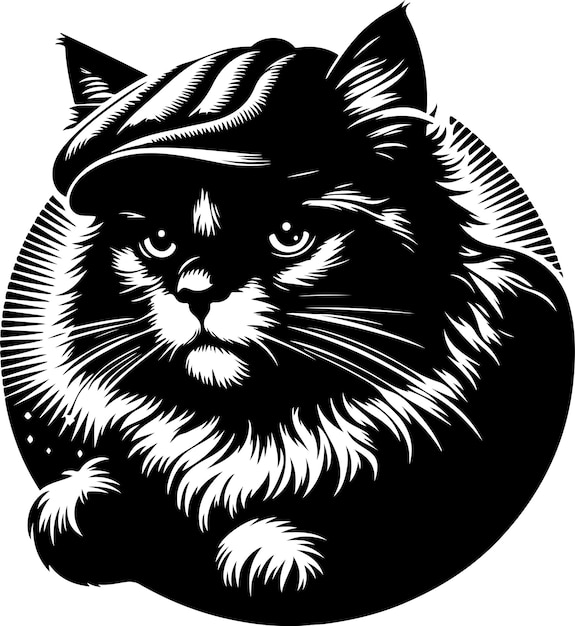 Cat Charlie black cat silhouette with vector illustration