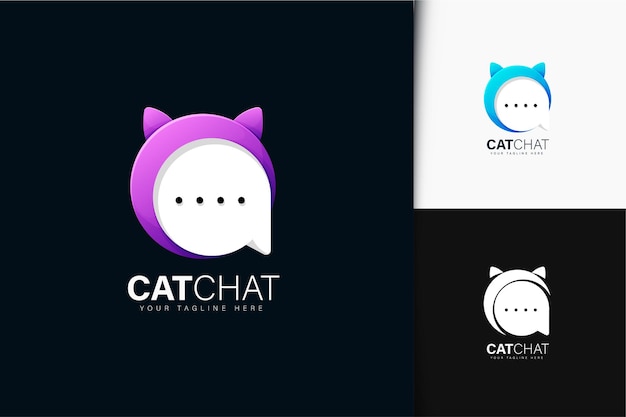 Cat and chat logo design with gradient