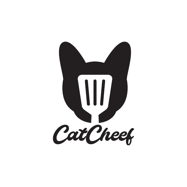 Cat chef with spatula logo design vector graphic symbol icon illustration creative idea