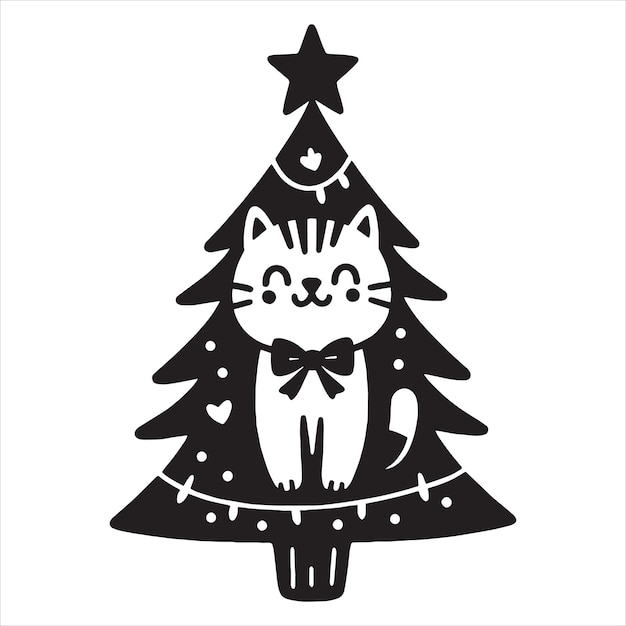 Vector cat christmas tree svg